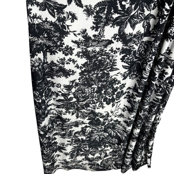 Louella Sz Medium Black & White Damask Floral Long Sleeve Modest Maxi Dress - Picture 6 of 10